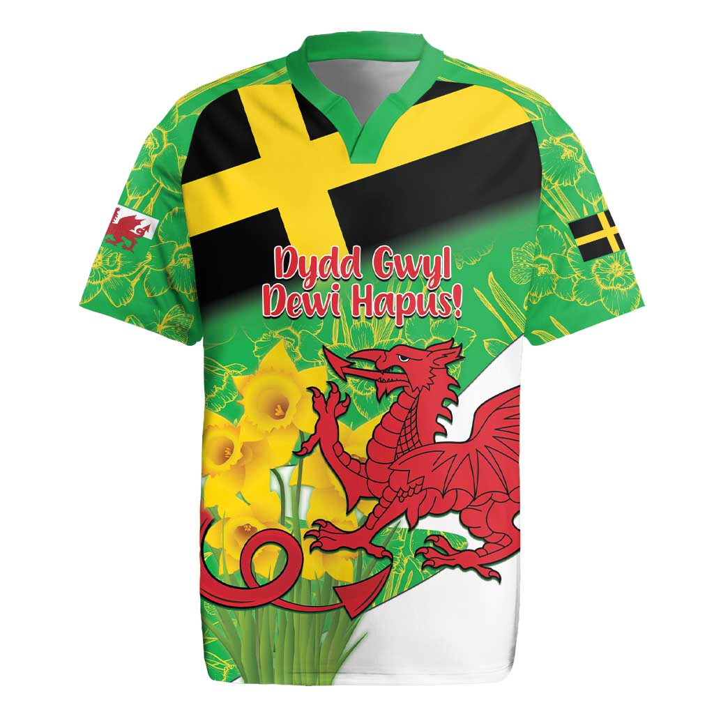 Wales Saint David's Day Rugby Jersey Welsh Dragon Dydd Gwyl Dewi Hapus!