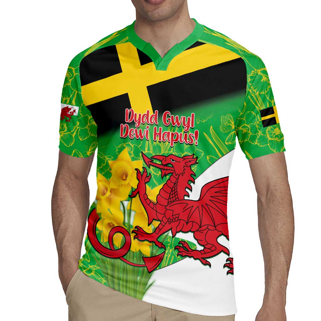 Wales Saint David's Day Rugby Jersey Welsh Dragon Dydd Gwyl Dewi Hapus!