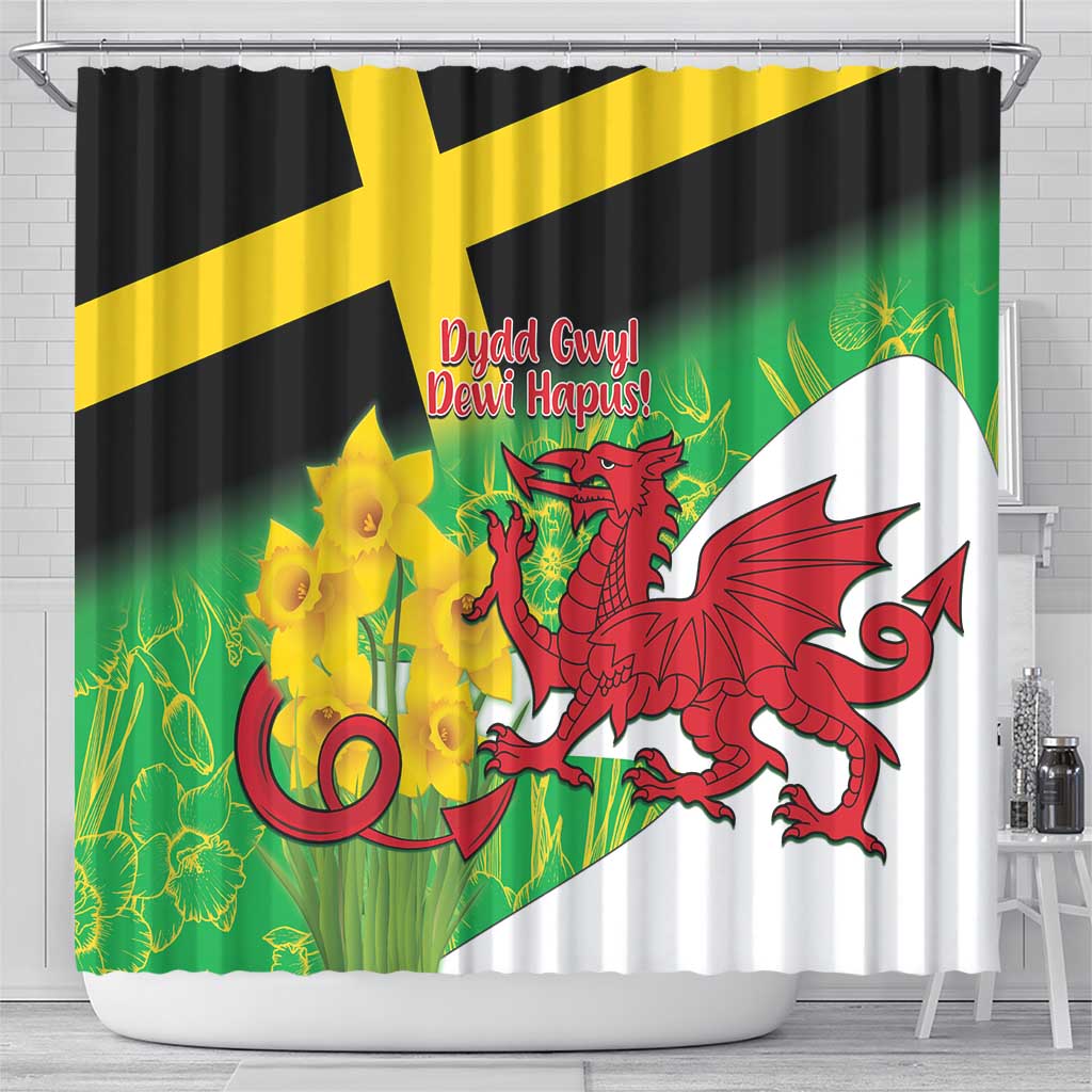 Wales Saint David's Day Shower Curtain Welsh Dragon Dydd Gwyl Dewi Hapus!