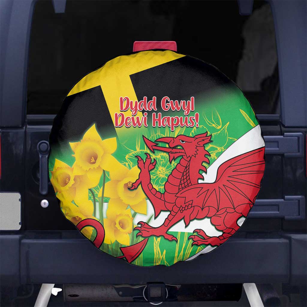 Wales Saint David's Day Spare Tire Cover Welsh Dragon Dydd Gwyl Dewi Hapus!