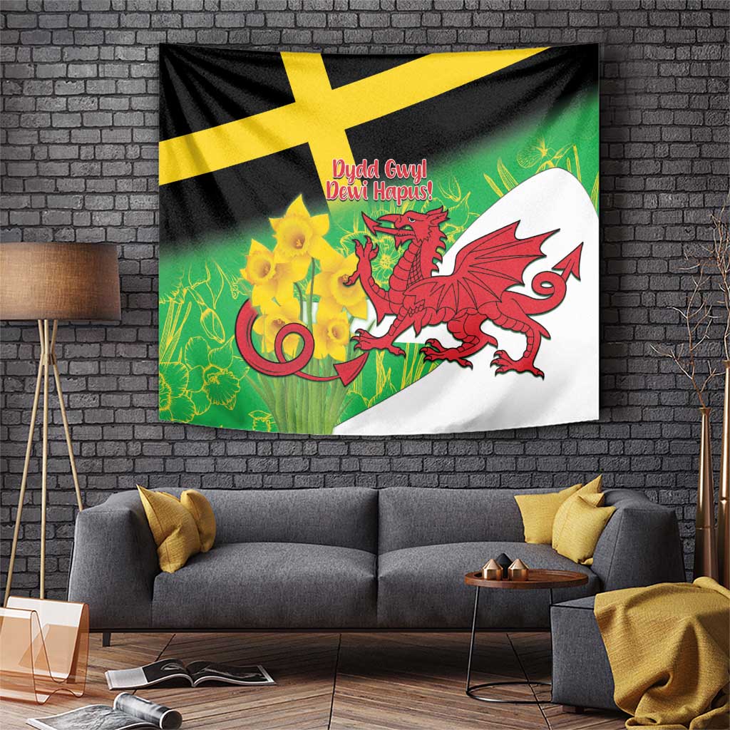 Wales Saint David's Day Tapestry Welsh Dragon Dydd Gwyl Dewi Hapus!