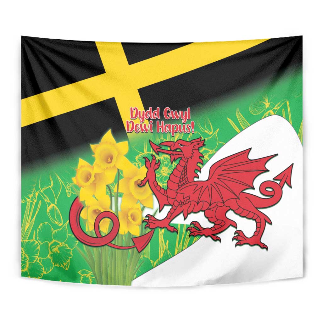 Wales Saint David's Day Tapestry Welsh Dragon Dydd Gwyl Dewi Hapus!