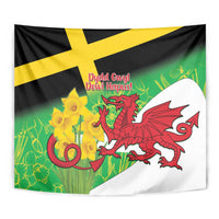 Wales Saint David's Day Tapestry Welsh Dragon Dydd Gwyl Dewi Hapus!