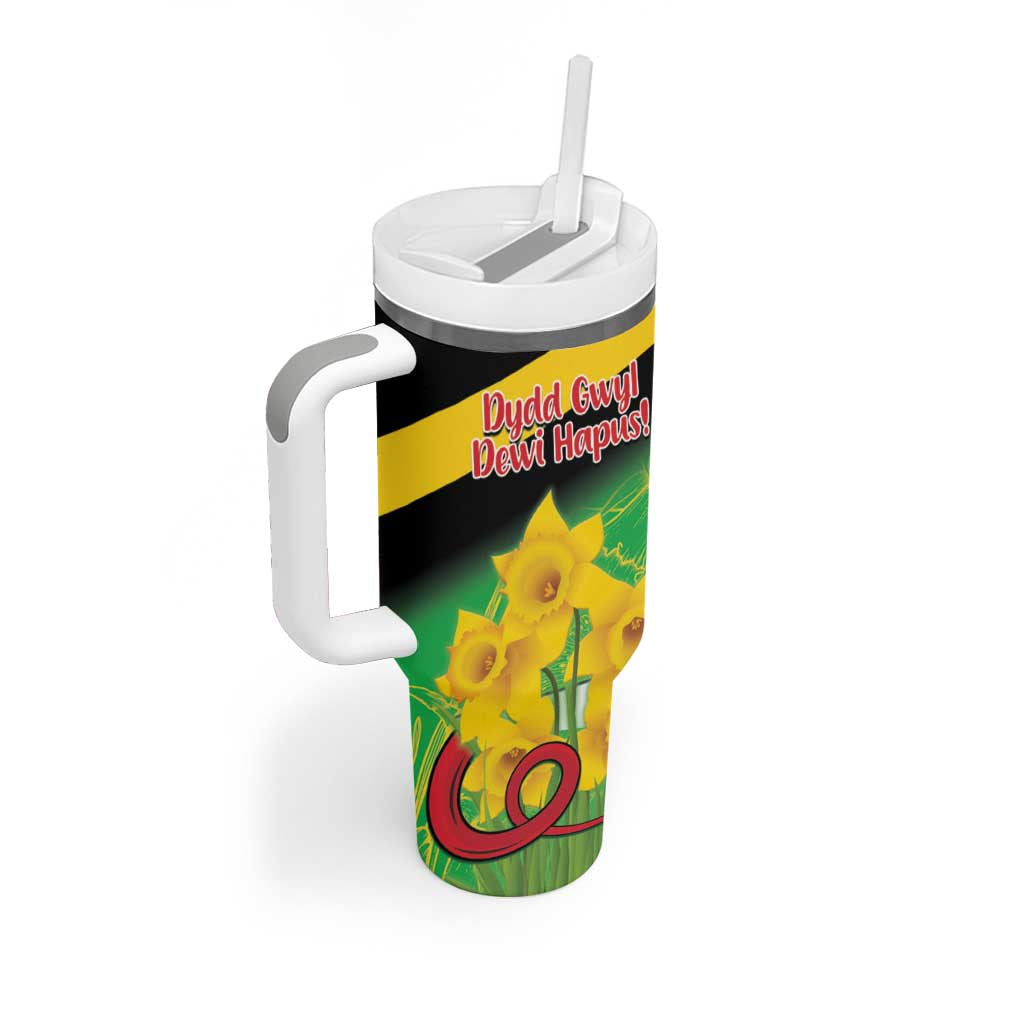 Wales Saint David's Day Tumbler With Handle Welsh Dragon Dydd Gwyl Dewi Hapus!