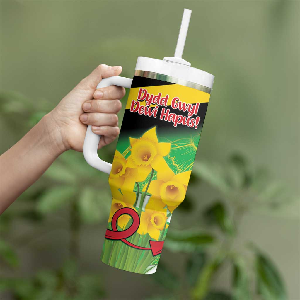 Wales Saint David's Day Tumbler With Handle Welsh Dragon Dydd Gwyl Dewi Hapus!