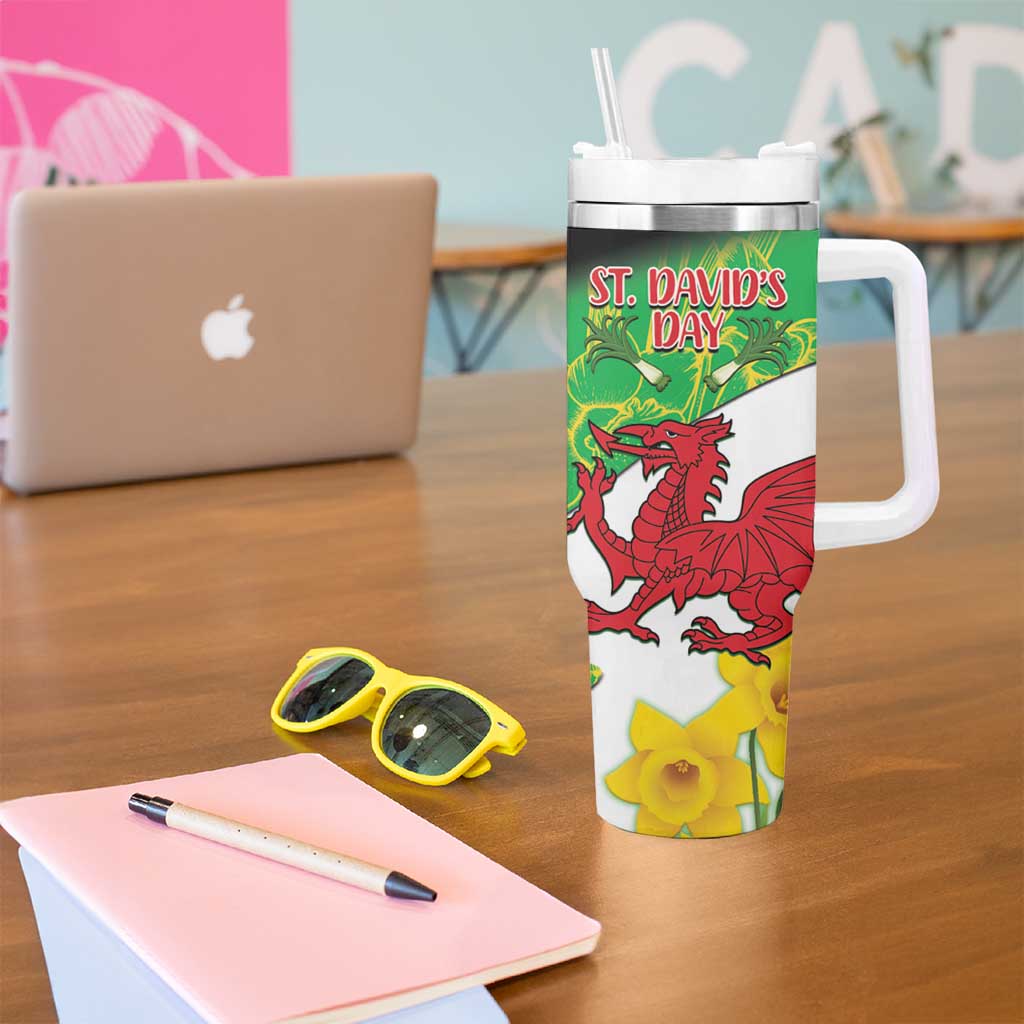 Wales Saint David's Day Tumbler With Handle Welsh Dragon Dydd Gwyl Dewi Hapus!
