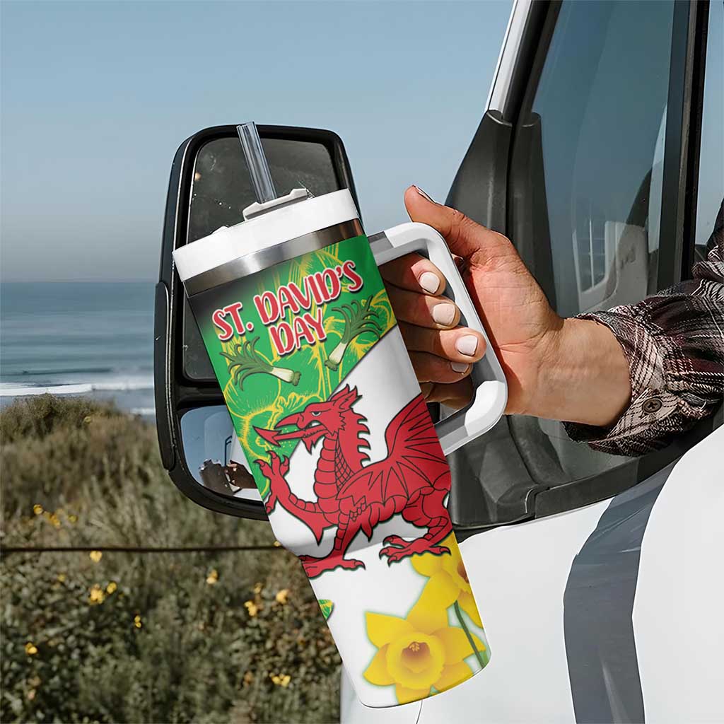 Wales Saint David's Day Tumbler With Handle Welsh Dragon Dydd Gwyl Dewi Hapus!