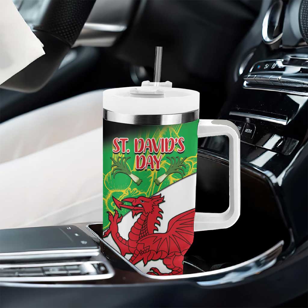 Wales Saint David's Day Tumbler With Handle Welsh Dragon Dydd Gwyl Dewi Hapus!