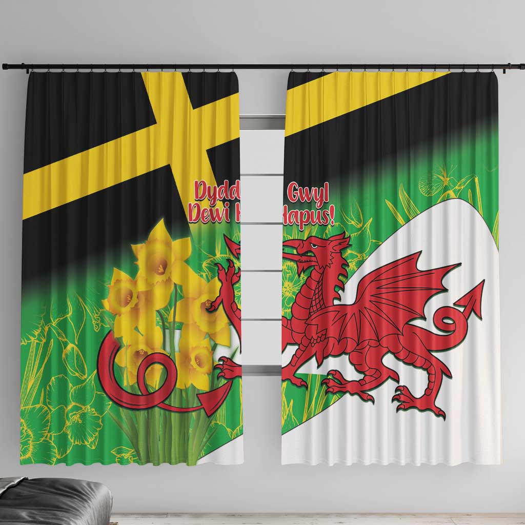Wales Saint David's Day Window Curtain Welsh Dragon Dydd Gwyl Dewi Hapus!