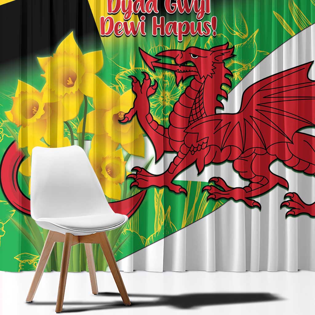 Wales Saint David's Day Window Curtain Welsh Dragon Dydd Gwyl Dewi Hapus!