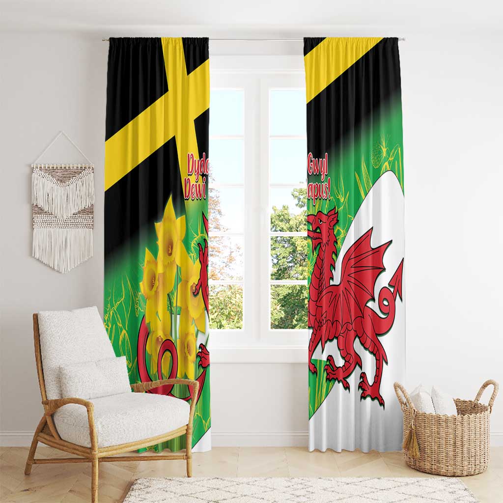 Wales Saint David's Day Window Curtain Welsh Dragon Dydd Gwyl Dewi Hapus!