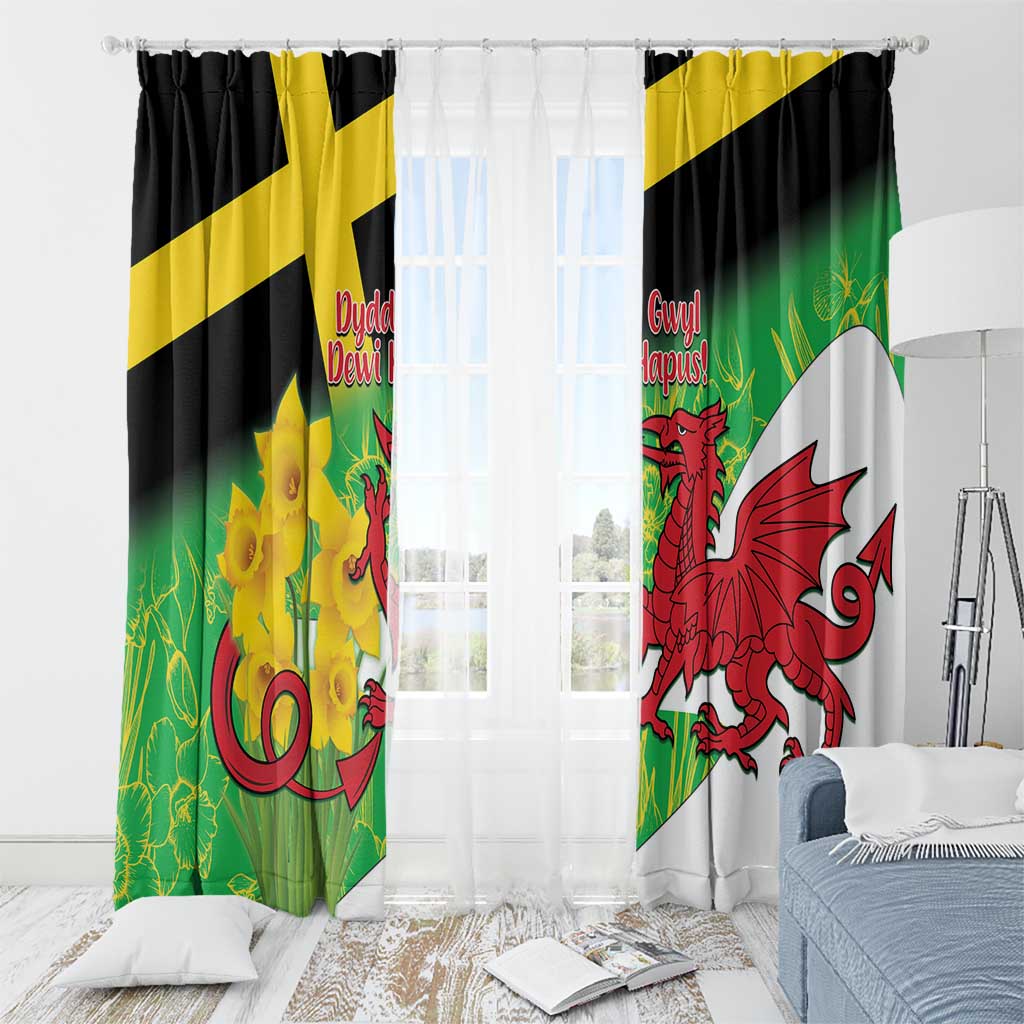 Wales Saint David's Day Window Curtain Welsh Dragon Dydd Gwyl Dewi Hapus!