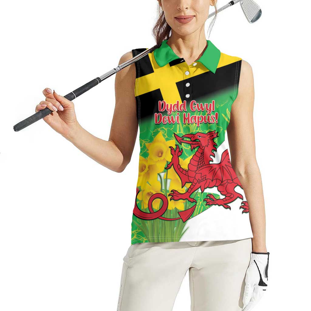 Wales Saint David's Day Women Sleeveless Polo Shirt Welsh Dragon Dydd Gwyl Dewi Hapus!