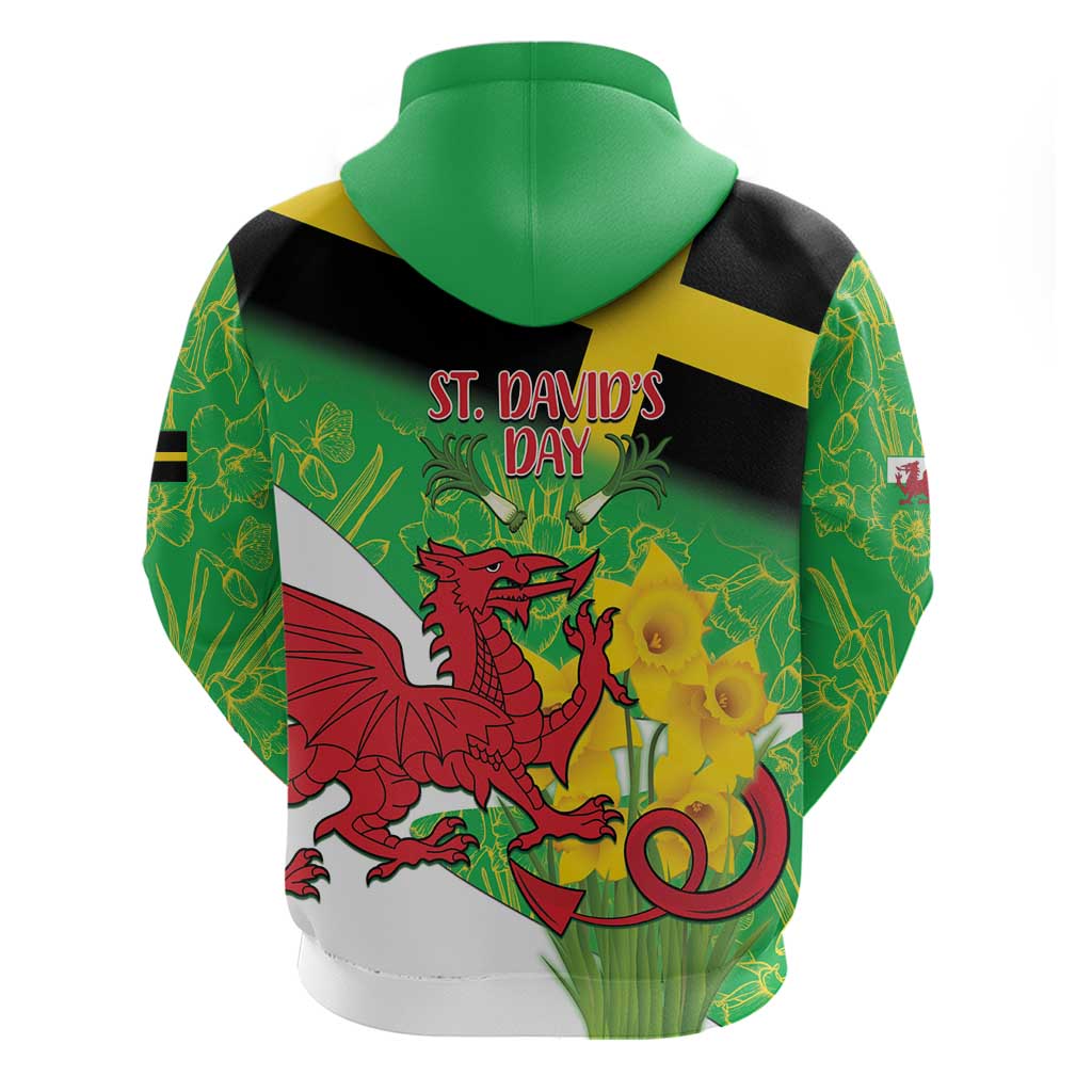 Wales Saint David's Day Zip Hoodie Welsh Dragon Dydd Gwyl Dewi Hapus!