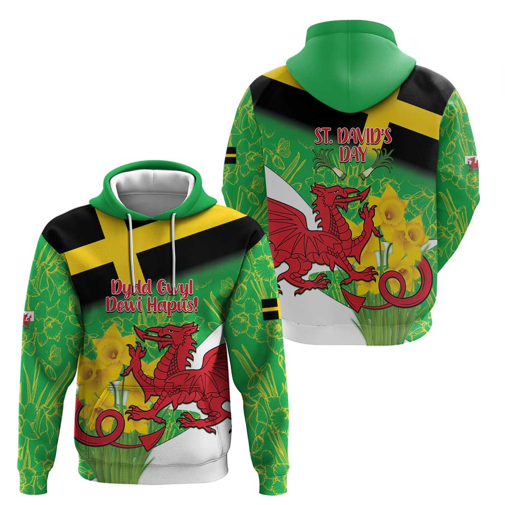 Wales Saint David's Day Zip Hoodie Welsh Dragon Dydd Gwyl Dewi Hapus!