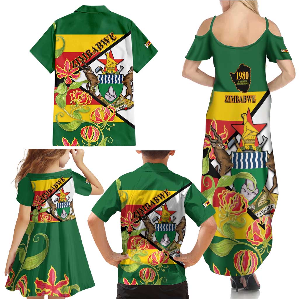 Zimbabwe Independence Day Family Matching Summer Maxi Dress and Hawaiian Shirt Happy 45 Years Of Independence