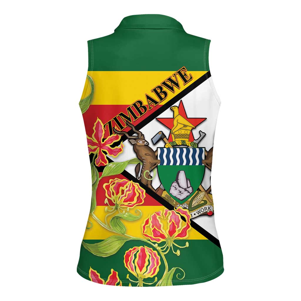 Zimbabwe Independence Day Women Sleeveless Polo Shirt Happy 45 Years Of Independence