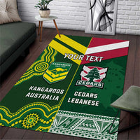 Custom Lebanon And Australia Rugby Area Rug Aussie Kangaroos Lebanese Cedars