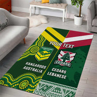 Custom Lebanon And Australia Rugby Area Rug Aussie Kangaroos Lebanese Cedars
