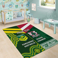 Custom Lebanon And Australia Rugby Area Rug Aussie Kangaroos Lebanese Cedars