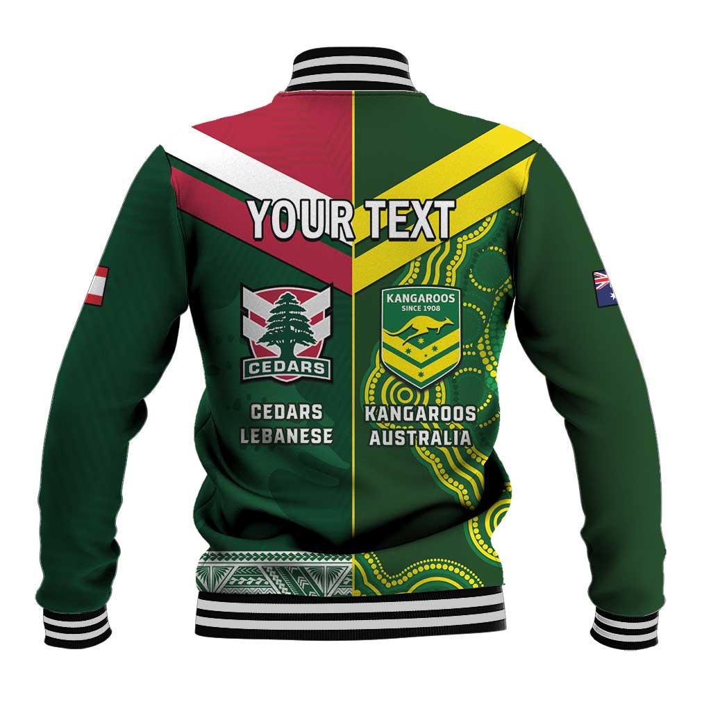 Custom Lebanon And Australia Rugby Baseball Jacket Aussie Kangaroos Lebanese Cedars