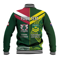 Custom Lebanon And Australia Rugby Baseball Jacket Aussie Kangaroos Lebanese Cedars