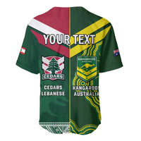 Custom Lebanon And Australia Rugby Baseball Jersey Aussie Kangaroos Lebanese Cedars
