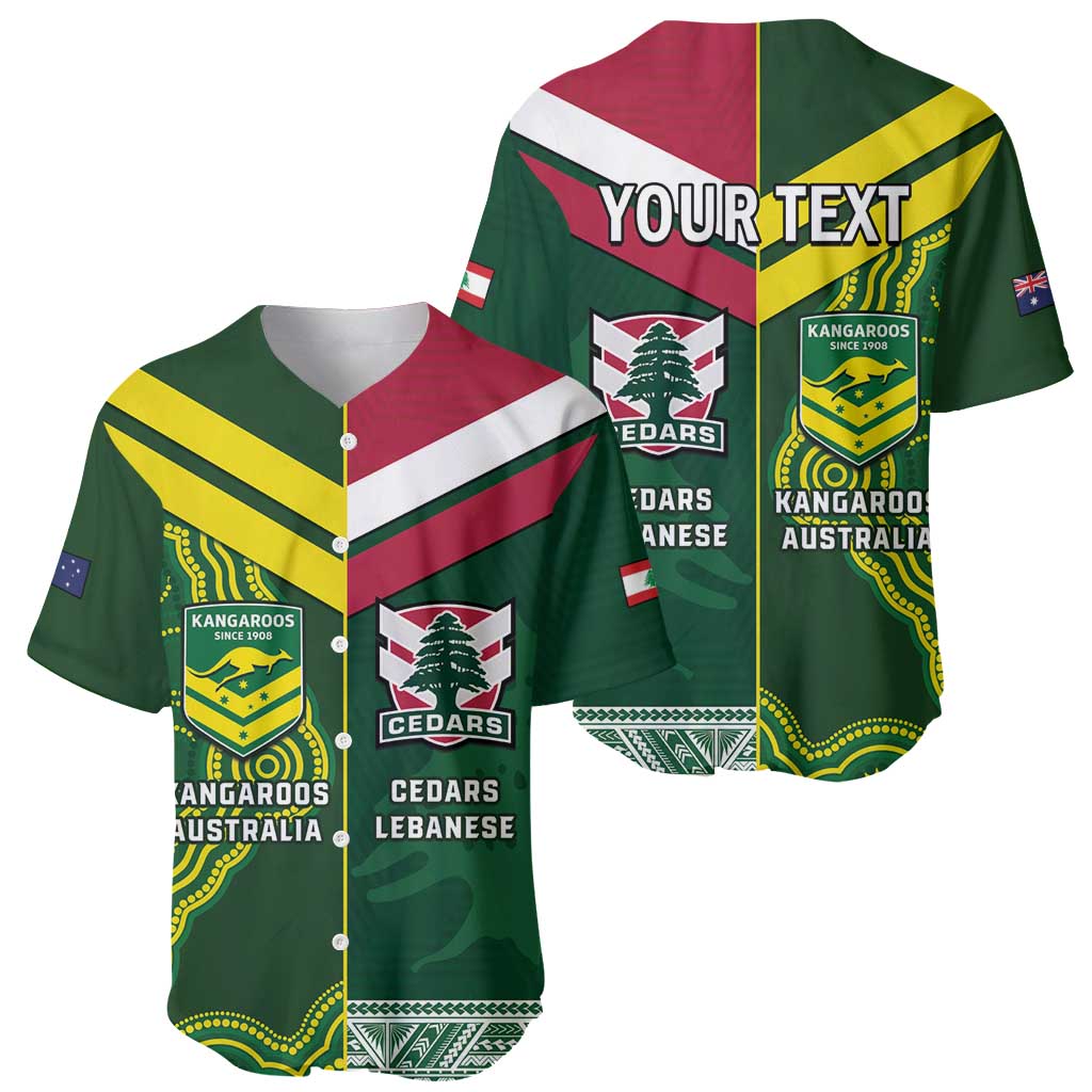 Custom Lebanon And Australia Rugby Baseball Jersey Aussie Kangaroos Lebanese Cedars