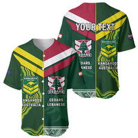 Custom Lebanon And Australia Rugby Baseball Jersey Aussie Kangaroos Lebanese Cedars