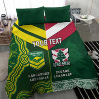Custom Lebanon And Australia Rugby Bedding Set Aussie Kangaroos Lebanese Cedars