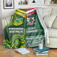 Custom Lebanon And Australia Rugby Blanket Aussie Kangaroos Lebanese Cedars