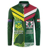 Custom Lebanon And Australia Rugby Button Sweatshirt Aussie Kangaroos Lebanese Cedars