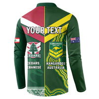 Custom Lebanon And Australia Rugby Button Sweatshirt Aussie Kangaroos Lebanese Cedars
