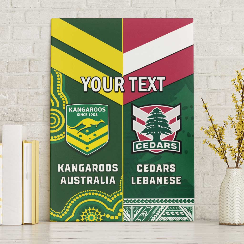 Custom Lebanon And Australia Rugby Canvas Wall Art Aussie Kangaroos Lebanese Cedars