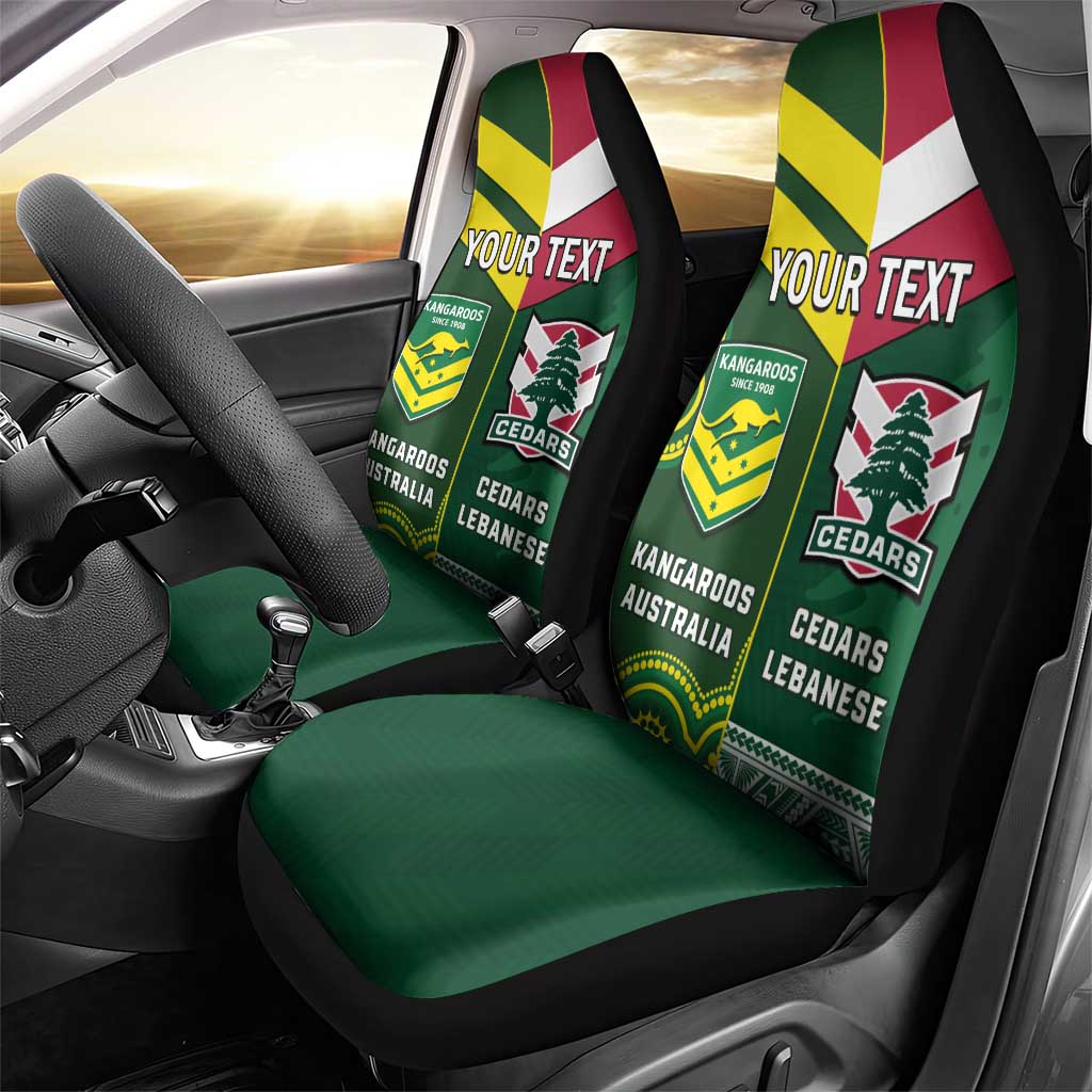 Custom Lebanon And Australia Rugby Car Seat Cover Aussie Kangaroos Lebanese Cedars