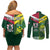 Custom Lebanon And Australia Rugby Couples Matching Off Shoulder Short Dress and Long Sleeve Button Shirt Aussie Kangaroos Lebanese Cedars