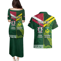 Custom Lebanon And Australia Rugby Couples Matching Puletasi and Hawaiian Shirt Aussie Kangaroos Lebanese Cedars