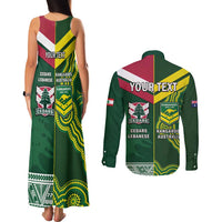 Custom Lebanon And Australia Rugby Couples Matching Tank Maxi Dress and Long Sleeve Button Shirt Aussie Kangaroos Lebanese Cedars