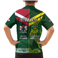 Custom Lebanon And Australia Rugby Family Matching Mermaid Dress and Hawaiian Shirt Aussie Kangaroos Lebanese Cedars