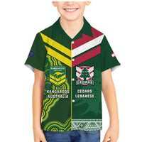 Custom Lebanon And Australia Rugby Family Matching Mermaid Dress and Hawaiian Shirt Aussie Kangaroos Lebanese Cedars