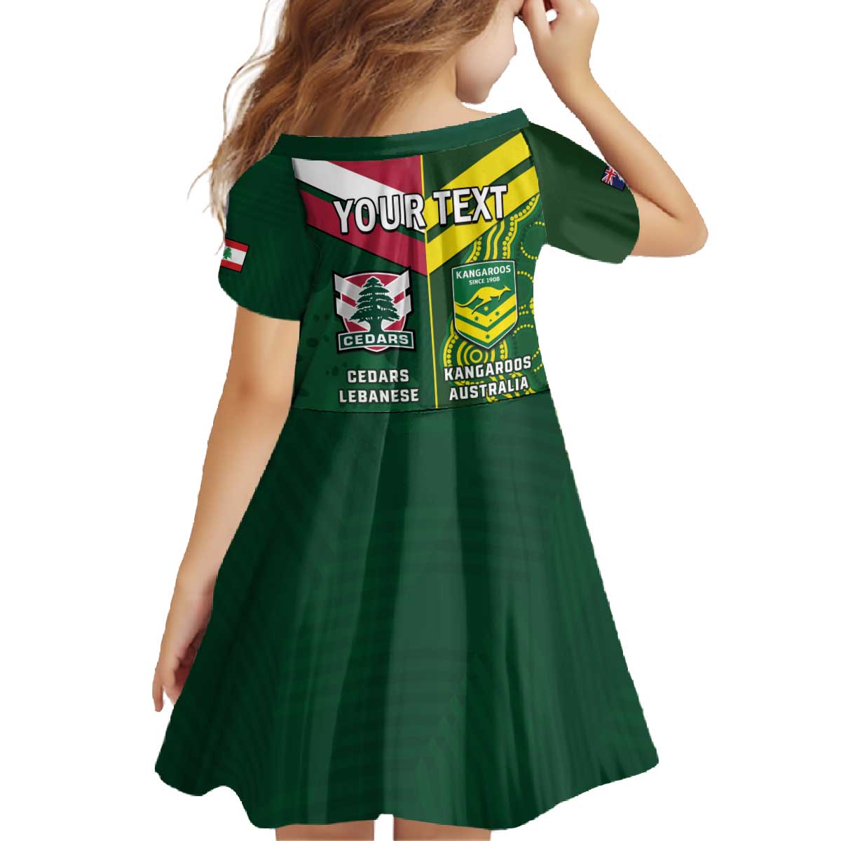Custom Lebanon And Australia Rugby Family Matching Off The Shoulder Long Sleeve Dress and Hawaiian Shirt Aussie Kangaroos Lebanese Cedars
