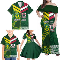 Custom Lebanon And Australia Rugby Family Matching Off Shoulder Maxi Dress and Hawaiian Shirt Aussie Kangaroos Lebanese Cedars