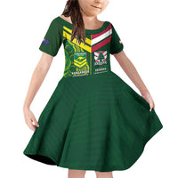 Custom Lebanon And Australia Rugby Family Matching Off Shoulder Short Dress and Hawaiian Shirt Aussie Kangaroos Lebanese Cedars