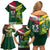 Custom Lebanon And Australia Rugby Family Matching Off Shoulder Short Dress and Hawaiian Shirt Aussie Kangaroos Lebanese Cedars