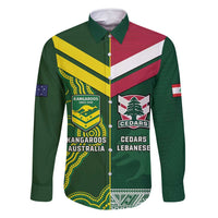 Custom Lebanon And Australia Rugby Family Matching Off Shoulder Short Dress and Hawaiian Shirt Aussie Kangaroos Lebanese Cedars