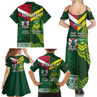 Custom Lebanon And Australia Rugby Family Matching Summer Maxi Dress and Hawaiian Shirt Aussie Kangaroos Lebanese Cedars