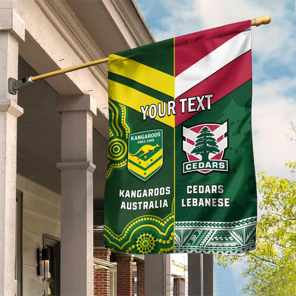 Custom Lebanon And Australia Rugby Garden Flag Aussie Kangaroos Lebanese Cedars