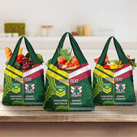 Custom Lebanon And Australia Rugby Grocery Bag Aussie Kangaroos Lebanese Cedars