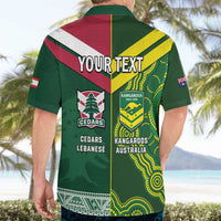 Custom Lebanon And Australia Rugby Hawaiian Shirt Aussie Kangaroos Lebanese Cedars