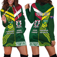 Custom Lebanon And Australia Rugby Hoodie Dress Aussie Kangaroos Lebanese Cedars